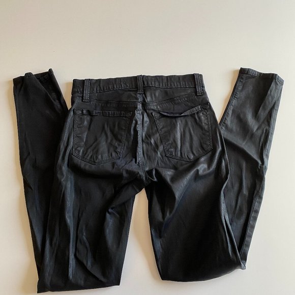J Brand Super Skinny Coated Jeans Black 24 - Picture 3 of 9